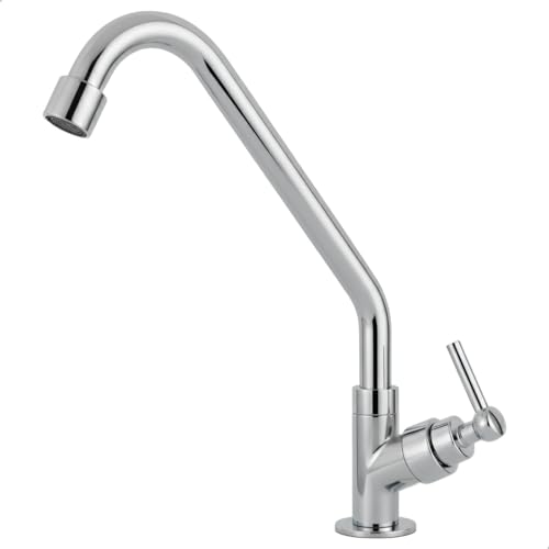 Torneira Pia Bancada Inox Gourmet Cozinha Banheiro Bica Móvel Giratória 360° 1/4 de Volta SOFTINOX — Torneira Pia Gourmet De Cozinha Inox Mesa Bancada Cromada com Bico Arejador e Móvel