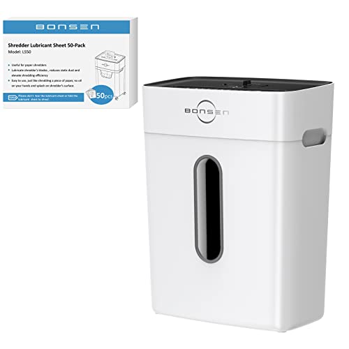 BONSEN 8-Sheet Cross Cut White Paper Shredder and 50 Pack Lubricant Sheets