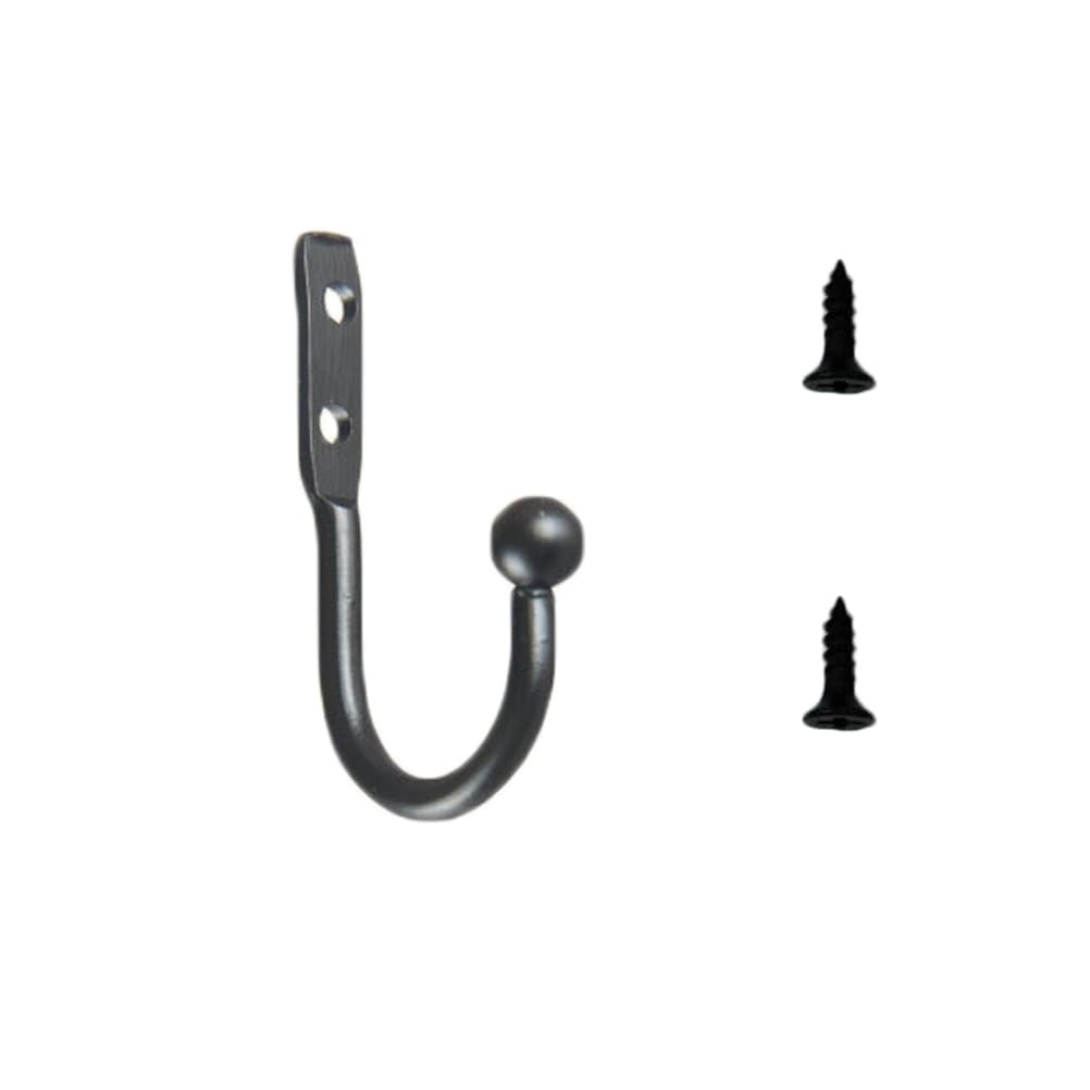 Cabilock 3pcs Mini Hooks for Hanging Clothes Wall Hangers Metal Alloy Single Prong Hooks Black Wall Mounted Hooks Screws