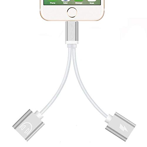 Phone 7 Adapter & Splitter, Lightning Audio + Charge Headphone Aux Cable Adapter for iPhone X, iPhone 8, iPhone 8 Plus, iPhone 7 and iPhone 7 Plus,support Calling + Charger + Music