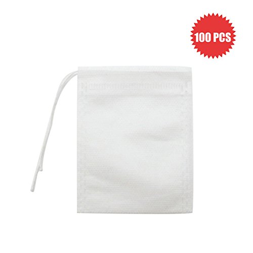 100 PCS Empty Tea Bags with Drawstring for Seal Filter Tea by Meowoo