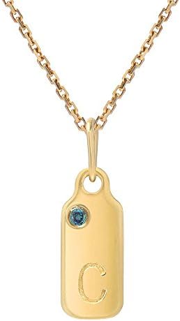 Mini Mini Jewels 14k Gold Alexandrite June Birthstone Accented Letter C Dog-tag Necklace Pendant