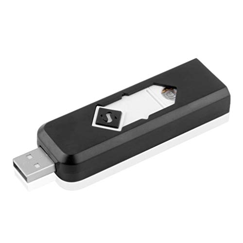 Electronic Cigarette Lighter, Atian USB Rechargeable Lighter with Keychain Touch Ignition Lighter Double Sided Windproof Plasma Flameless Lighter for Candle,Push-Out USB Socket No Data Line Required