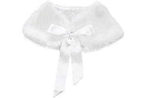 BXT Flower Girls Faux Fur Princess Cape Winter Warm Shoulder Wrap Ribbon Ties Wedding Birthday Party Dress Costume