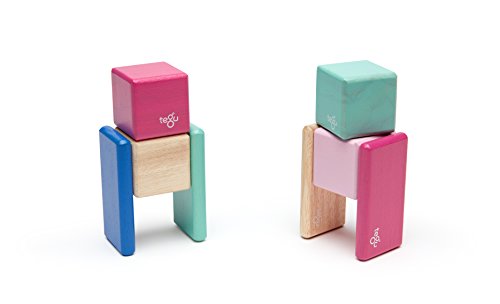 8 Piece Tegu Pocket Pouch Magnetic Wooden Block Set, Blossom