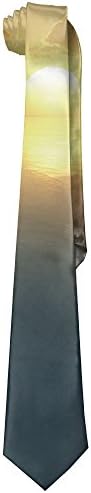 Jadetian Novelty Men's Wide Tie Long Necktie Sunrise On The Sea Clound Printed Polyester Silk Tie