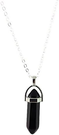 Dastan Necklace Hexagonal Healing Gemstone Pointed Reiki Chakra Pendant on Silver Plated Chain