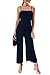 Minipeach Women's Solid Color Backless Sleeveless Wide Long Pants Jumpsuit Rompers