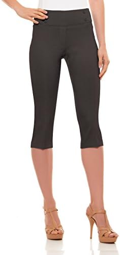 Velucci Womens Classic Fit Capri Pants - Pull On Style Capris with Detailed Design
