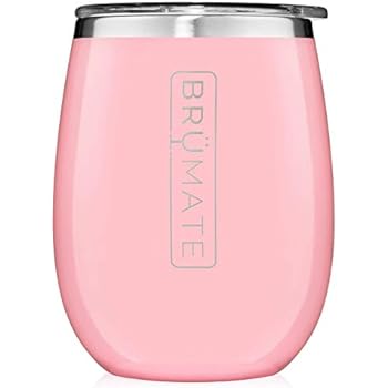 BrüMate Uncork'd XL 14oz Wine Glass Tumbler With Splash-proof Lid - Made With Vacuum Insulated Stainless Steel (Blush) (Renewed)