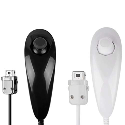Poulep Gesture Controller and Nunchuck Joystick with Silicone Case for Nintendo Wii U Console (Black and White) - Thumbnail 2
