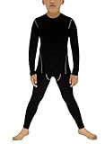 Minghe Boy's Long Underwear Set Skin Base Layer Tops Bottom Moisture Wicking