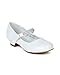 Little Angel BC79 Leatherette Round Toe Rhinestone Velcro Strap Kiddie Heel Pump (Toddler/ Little Girl/ Big Gril) - White (Size: Little Kid 1)