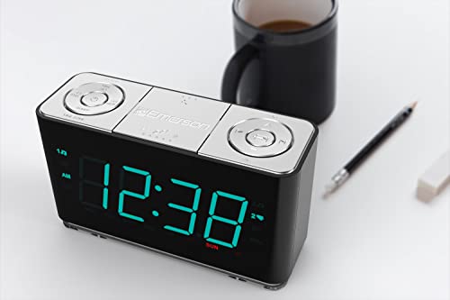 Emerson Smartset Alarm Clock Radio with Bluetooth Speaker with USB Port for iPhone/iPad/iPod/Android and Tablets, 1.4