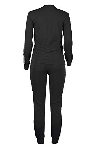 Verchirs Women Long Sleeve Pullover Top Letter Print Long Pants 2 Piece Outfits Jumpsuit Rompers