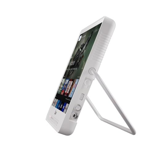 SYLVOX Smart Portable TV, 15.6'' Rechargeable Television 12V 10000mAh Battery Operated TV, IP66 Waterproof, Wireless, Google Assistant, Small Television for Bedroom Bathroom Kitchen Camping
