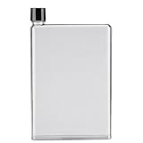 Yosoo 750ml Leak Proof Flat Slim Water Bottles Plastic Transparent Portable Sports Bottle for Outdoor Activities(White)