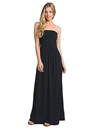 Vanilla Bay Signature Vestido largo con bolsillos, sin mangas, con hombros descubiertos, para mujer.