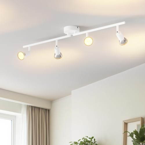 LVWIT White Ceiling Lights for Kitchen, Ceilings, 4 Way Ceiling Lights, Living Room, GU10 Base for Living Room, Bedroom, Dining Room (No Bulb)