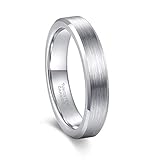 Frank S.Burton Tungsten Ring for Men Women 3mm 4mm 6mm 8mm Beveled Edge Matte Silver Wedding Band Comfort Fit Size 4-15