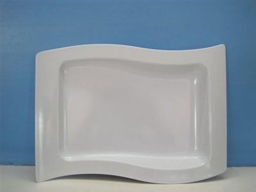 Square Wave White Melamine Serving Platter, Set of 2 (13 X 9.5 In. / 33.5 X 24.5 Cm)