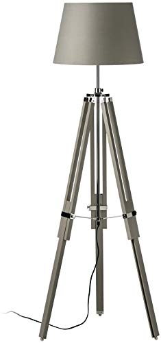 Nautical Replica Hub Tripod Floor Standing Lamp Modern Grey Wooden Tripod Floor Lamp for Mid-Century Living Room Bedroom Studio Lamp (Without Shade)