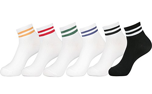 Men's Cotton Casual Ankle Socks (Two Stripe - 6Pair)