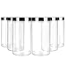STARSIDE 6 Pack 32oz / One Quart Clear Plastic Jars with Black Ribbed Lids. BPA Free PET Food Canisters for Kitchen & Household Storage of Dry Goods, Peanut Butter,Nuts,Cookie,Pie and More.