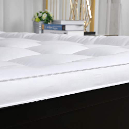 Extra Thick Mattress Topper Queen Size, Soft Down Alternative Fiber