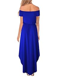 Vestido largo de verano con bolsillos y cintura alta, con hombros descubiertos, para mujer