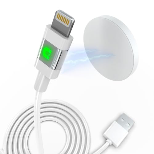 Patented Magnetic Dock Lightning, 6ft Green LED Glow Tip, USB-A to Lightning Fast Charging, Upright Holder for iPhone 14/13/12/11, iPad & AirPods — Car, Desk & Nightstand at Amazon