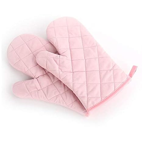 Generic Pink: Heat Resistant Thick Kitchen Barbecue Oven Glove Cooking BBQ Grill Glove Oven Mitts Baking Kitchen Tool