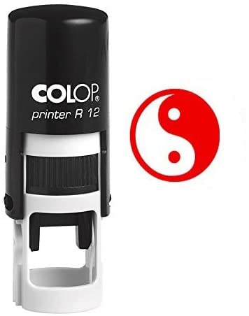 YIN YANG Self Inking Mini Rubber Stamp Colop Round Decorative Teachers Stamps 12mm