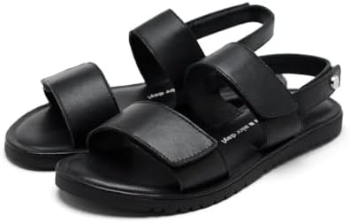 | Sandalias planas REHOBOTH| Zapato piel| Cierre ajustable niña|Negro|Talla 27