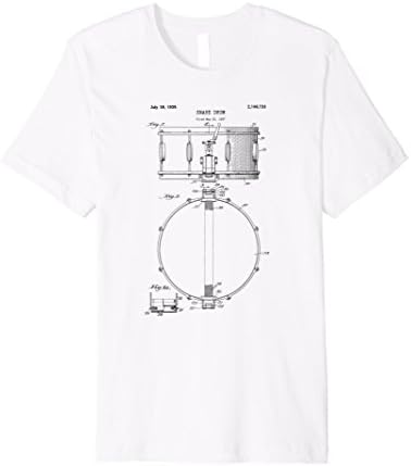 Mens Snare Drum Blueprint PREMIUM SHIRT - Drummer Drum Line Band Small White