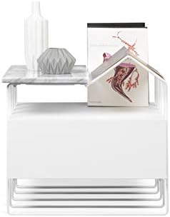 Tema Home Domi Nightstand | White Marble/Pure White
