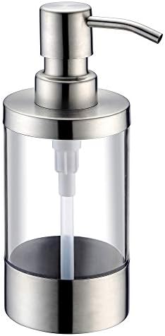 KVADRAT Brushed Nickel Lotion/Soap Dispenser,Stainless Steel Pump For Kitchen and Bathroom (8.5Ounce - Refillable) Exclusive Sale For This Brand