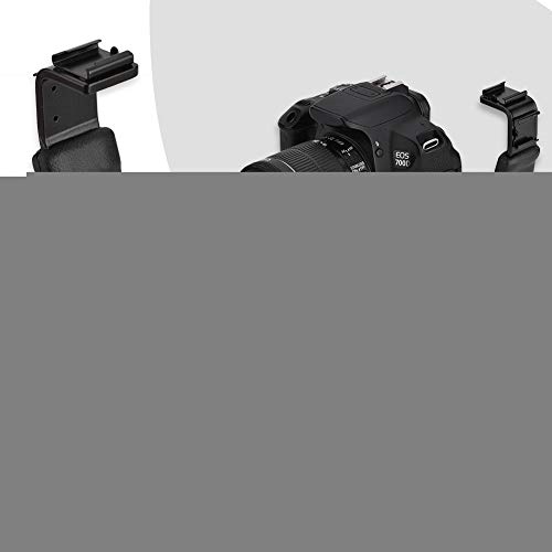 Mugast Camera Flash L-Bracket,Alloy Photography L Mount Holder Support Handle Adapter with Dual Hot Shoe and 1/4 Inch Screw Thread for Mounting Flash,Tripod,Monopod, etc