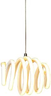 27W LED Ceiling Pendant Light Modern Elegant LED Hanging Lamp Creative Round Spiral Design White Metal and Acrylic Lampshade Suspension Lights Fixture for Kitchen Island Table Dining Room Bar Stair Loft Cafe Chandelier Lighting (1-Light) [Energy Class A++]