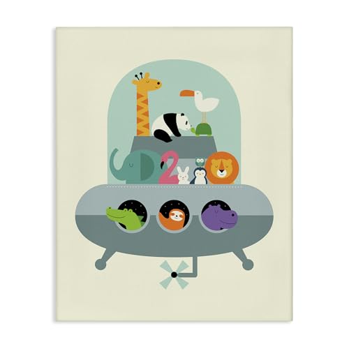 Stupell Industries Jungle Animals in Spaceship Canvas Wall Art Design by Andy W…