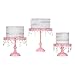 Sophia Cake Stand Set of 3, Round Metal Plate Dessert Cupcake Pedestal Wedding Party Display with Glass Crystals (Pink)