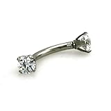Stainless Steel Barbell Style Colored CZ Eyebrow Piercing Ring