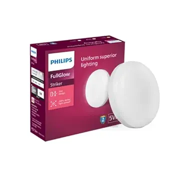 PHILIPS Rimless Full Glow 5-watt Round LED Surface Downlighter | Striker Surface Under Cabinet LED Light for Decoration | Cool Day Light, Pack of 1