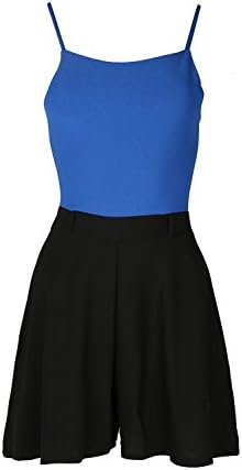 Womens Sleeveless Casual Party Contrast Crepe Cami Strappy Ladies Flared Franki Jumpsuit Playsuit Plus Sizes UK 8-18