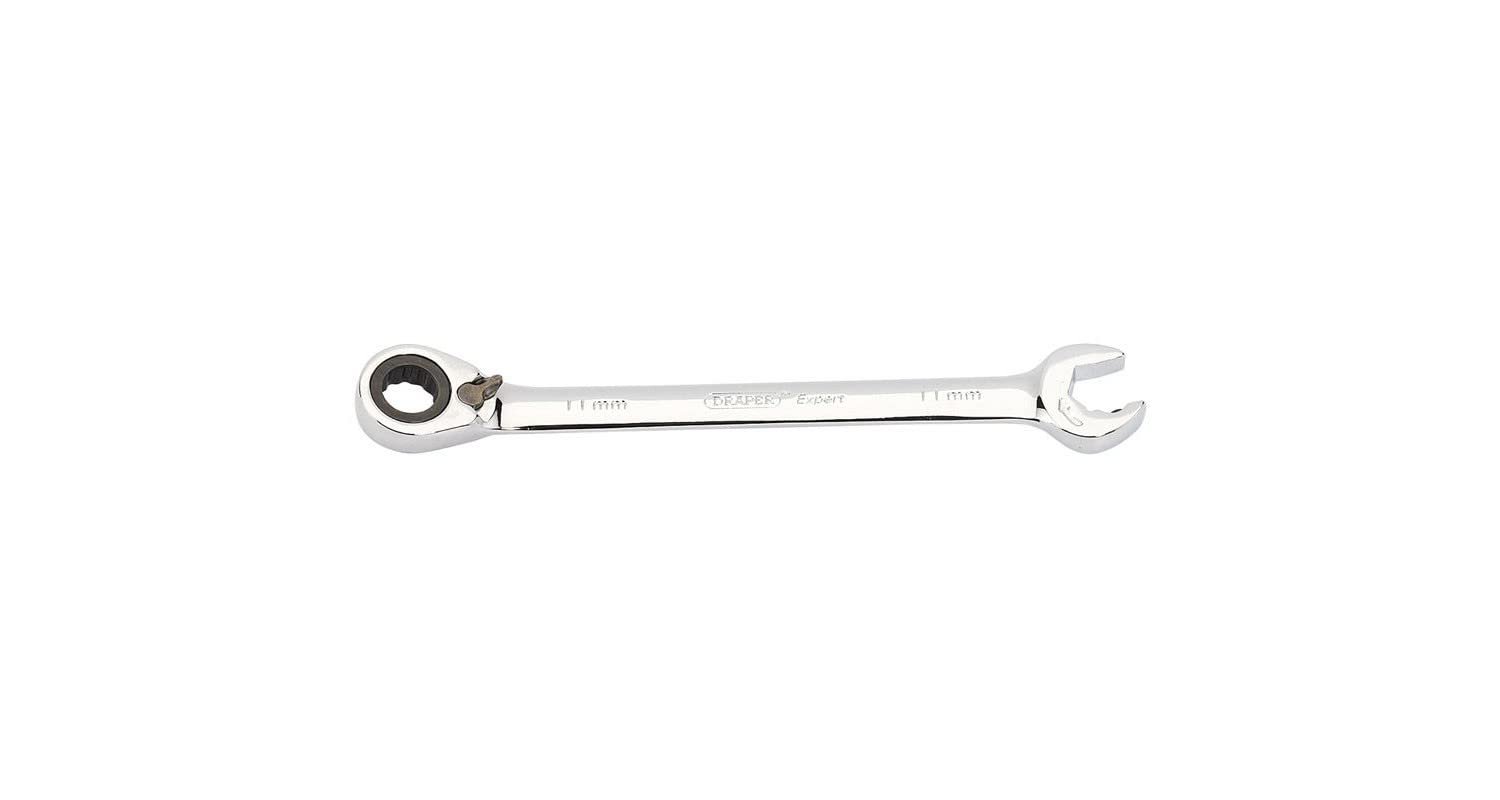 Draper 06842 11mm O/E Rev Ratchet Spanner, Silver
