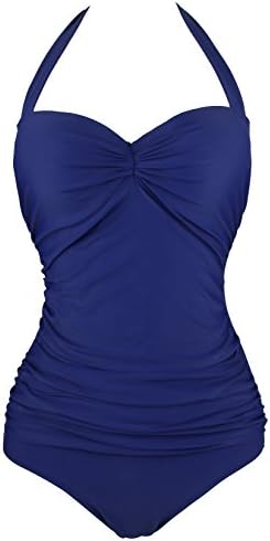 UniSweet Women Retro One Piece Halter Pin Up Monokini Swimsuits (Womens Size)