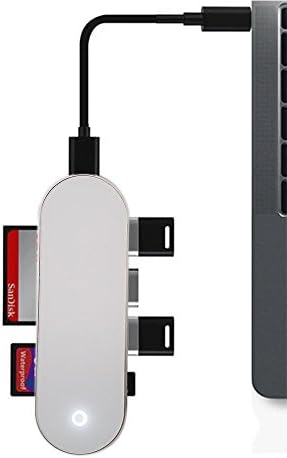 CCdo Type C Hub USB C Hub - 7in1 Aluminum Multi-Port Micro SD TF Card Reader USB 3.0 Connecting Adapter 10Gps High-speed Date Transfer Power Charging Station for MacBook, iMac, Surface Pro - White