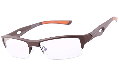 Agstum TR90 Mens Womens Sports Optical Half Rim Glasses Frames (Coffee, 54)