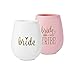 10 piece set of Bride Tribe and Bride Silicone Wine Cups, Perfect for Bachelorette Parties, Weddings, and Bridal Showers (Pink)
