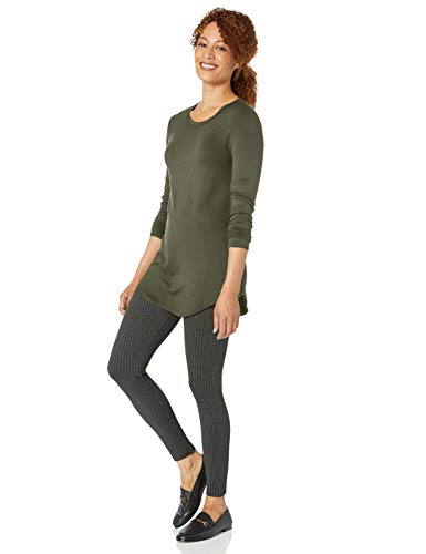 AMAZON ESSENTIALS WOMEN’S SUPERSOFT TERRY REGULAR-FIT LONG-SLEEVE SHIRTTAIL HEM SHIRT (PREVIOUSLY DAILY RITUAL), OLIVE, X-SMALL